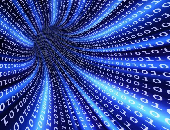 a graphic of a tunnel showing binary code