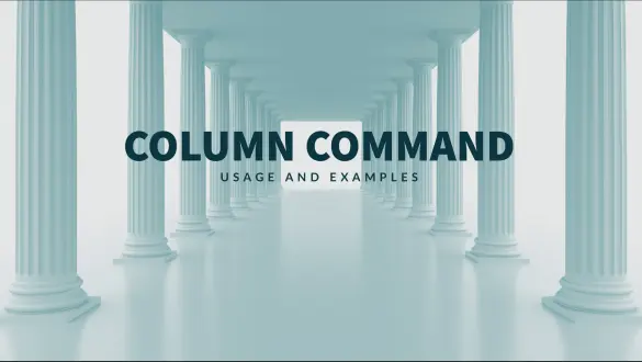 Concept image showing the Linux column command in a hallway of large masonry columns