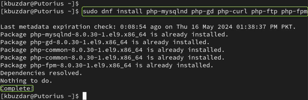 install php-mysql dnf centos red hat fedora