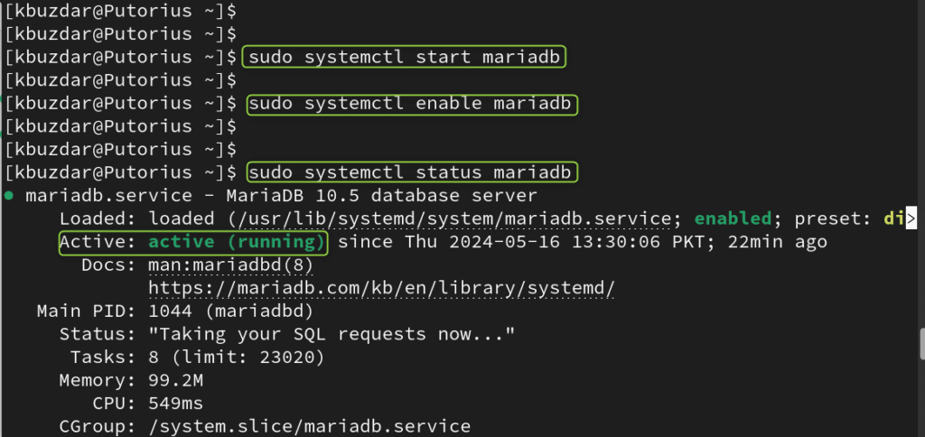 start mariadb