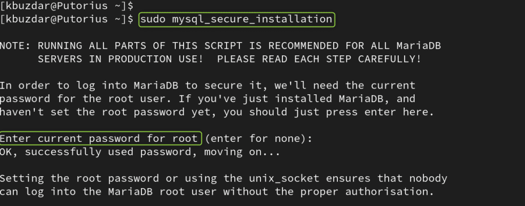 mysql secure installation