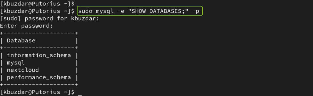 mysql show databases