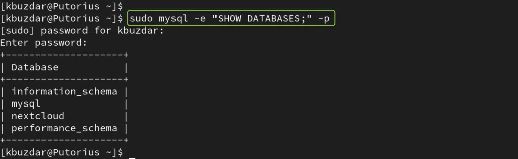 mysql show databases